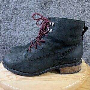 Ugg Denhali Boots Womens Size 12 Black Nubuck Leather Shearling Lined Waterproof
